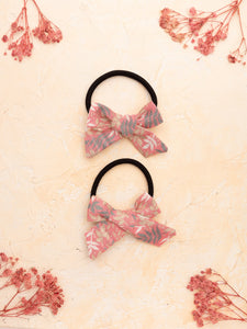 Handmade Tiny Knot Polka Dot Hair Tie Set- Light Pink