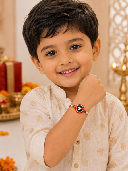 Kids Caption America Rakhi- Red