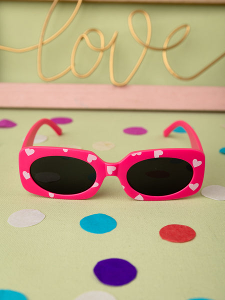 Kids Heart Printed Sunglasses - Pink