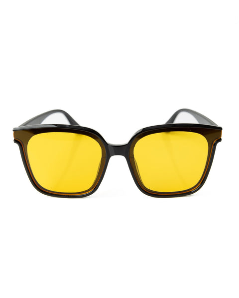 Kids Solid Square Sunglasses - Black & Yellow