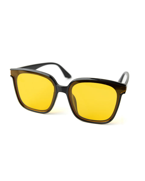 Kids Solid Square Sunglasses - Black & Yellow