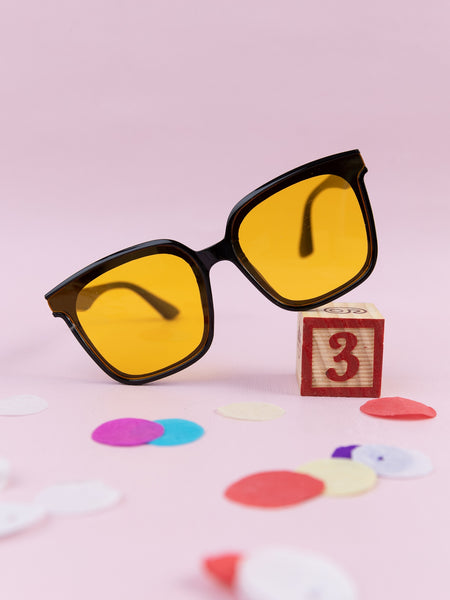 Kids Solid Square Sunglasses - Black & Yellow