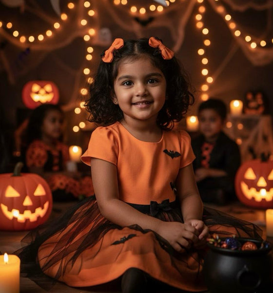 Set of 2 Halloween Spider HairClip- Orange