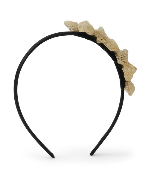 Handmade Three Flower Bunch Hair Band- Golden