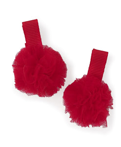 Mini Pom Pom Alligator Clip Set - Red