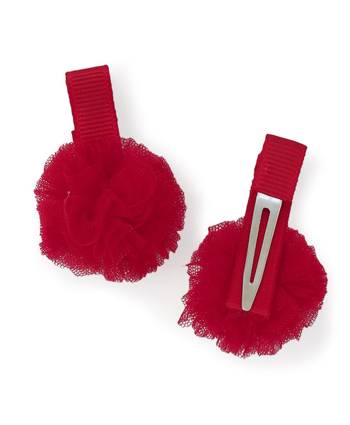 Mini Pom Pom Alligator Clip Set - Red