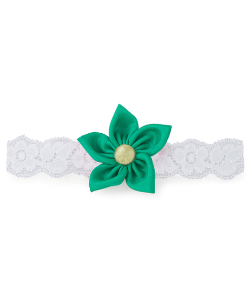 Flower & Bow Hairband Set - Black & Green