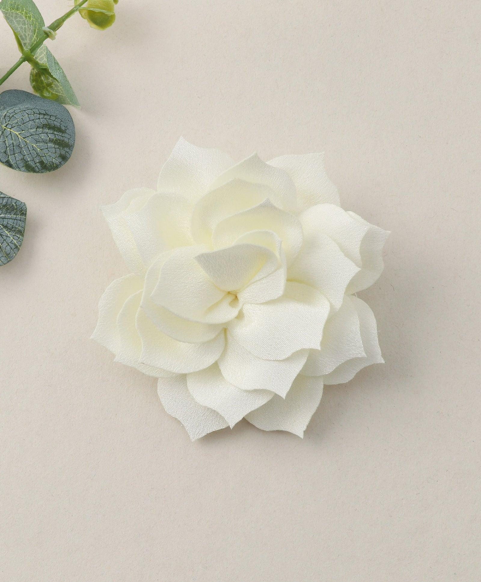 Flower Applique Alligator Clip- Off-White