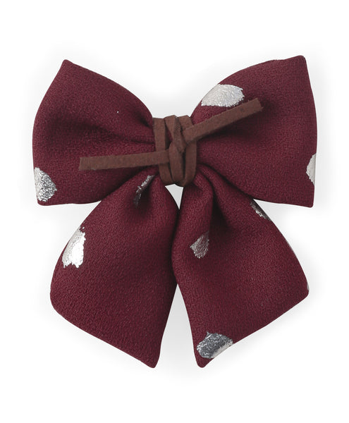 Polka Dots Sailor Bow Alligator Clip - Maroon