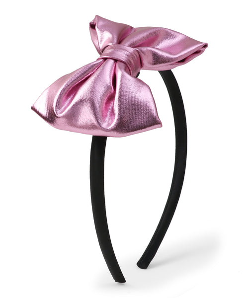 Leather Bow Hair Band - Light Pink