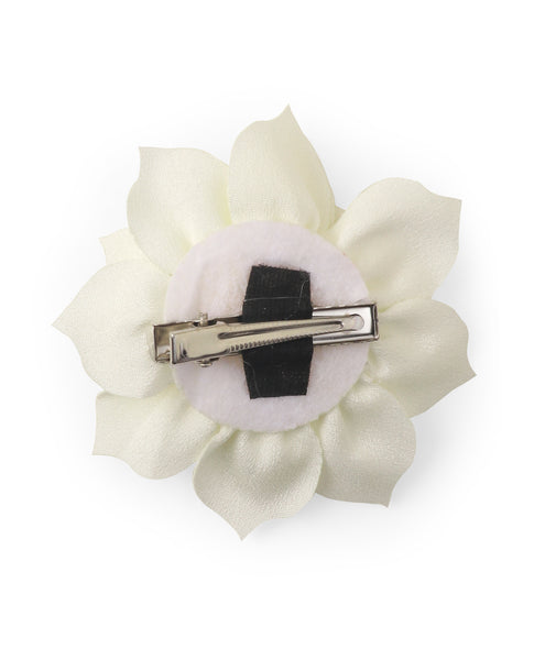 Flower Applique Alligator Clip- Off-White
