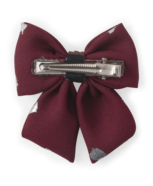 Polka Dots Sailor Bow Alligator Clip - Maroon