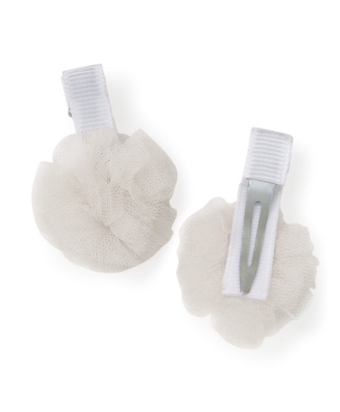 Mini Pom Pom Alligator Clip Set - White