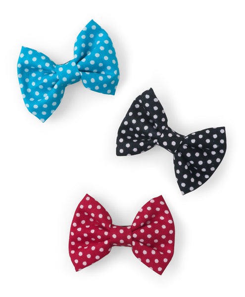 Mini Polka Dots Bow Alligator Clips - Blue, Black & Red