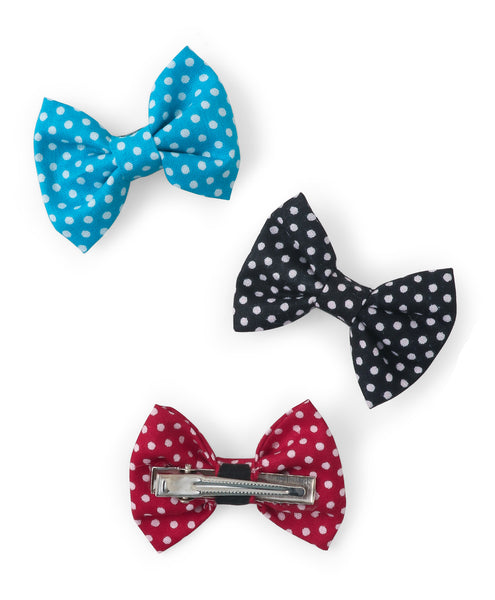 Mini Polka Dots Bow Alligator Clips - Blue, Black & Red