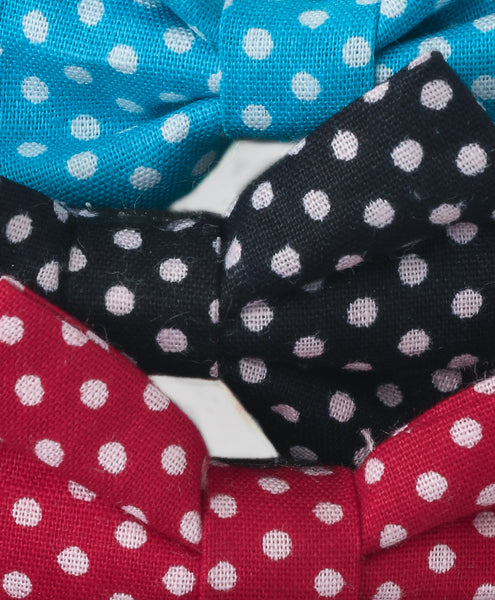 Mini Polka Dots Bow Alligator Clips - Blue, Black & Red