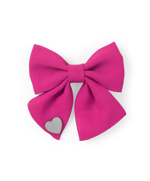 Sailor Bow with Heart Alligator Clip - Dark Pink