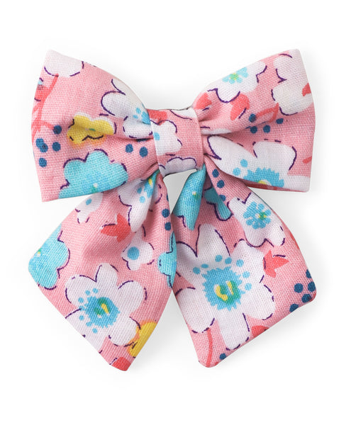 Floral Sailor Bow Alligator Clip - Peach