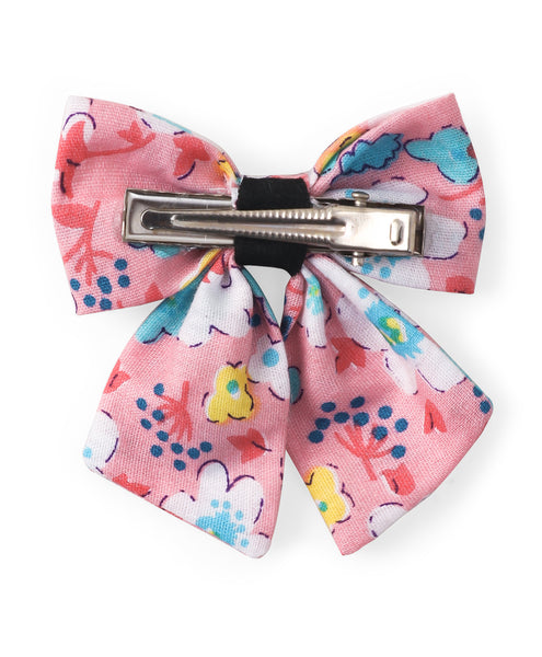 Floral Sailor Bow Alligator Clip - Peach