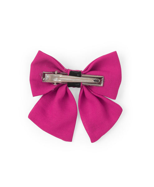 Sailor Bow with Heart Alligator Clip - Dark Pink