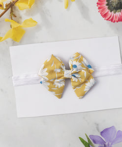 Floral School Bow Headband - Yellow