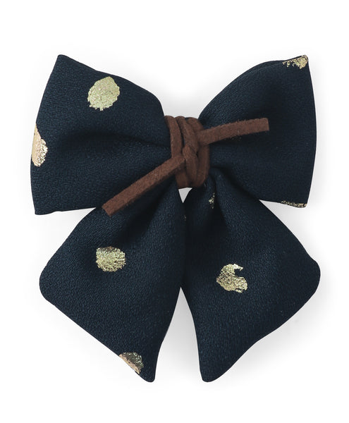 Polka Dots Sailor Bow Alligator Clip - Dark Blue