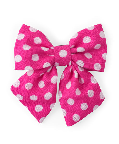 Polka Dots Sailor Bow Alligator Clip - Pink