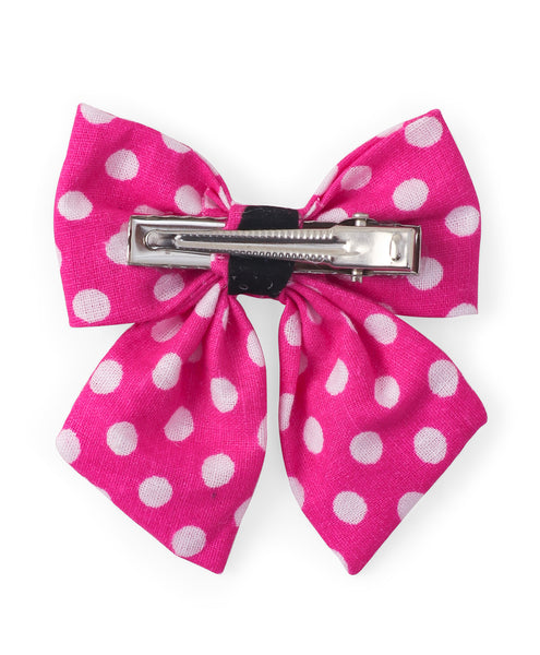 Polka Dots Sailor Bow Alligator Clip - Pink