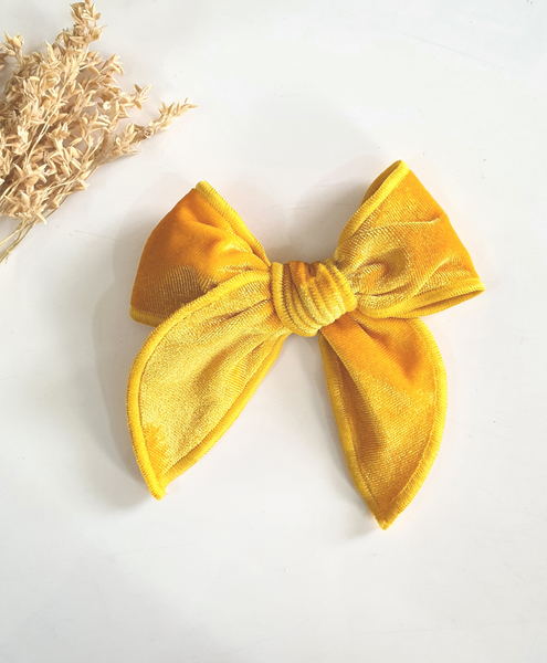 Velvet Knot Bow Alligator Hair Clip - Yellow