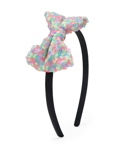 Sequinned Bow Hair Band - Multi-Colored