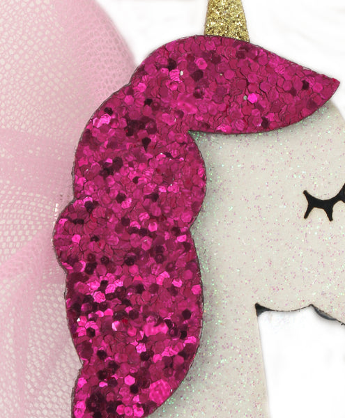 Glitter Unicorn Alligator Clip - Dark Pink