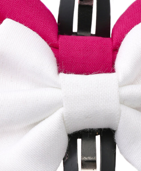 Tiny Bow Hair Clip Set - White & Pink