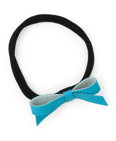 Leather Bow & Knot Headband Set - Light Blue & Silver