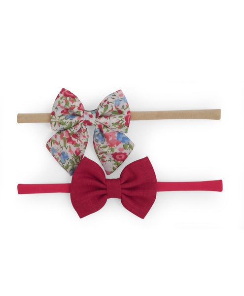 Petite Headband Set - Floral & Red