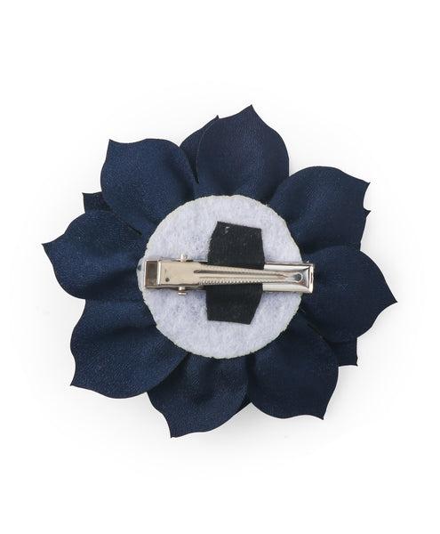 Flower Applique Alligator Clip- Dark Blue
