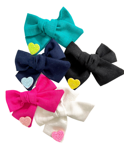 Heart Applique Knot Bow Alligator Clip (Pick Your Color)