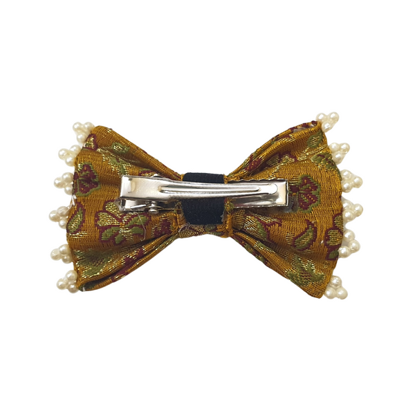 Ethnic Bow Alligator Clip - Golden