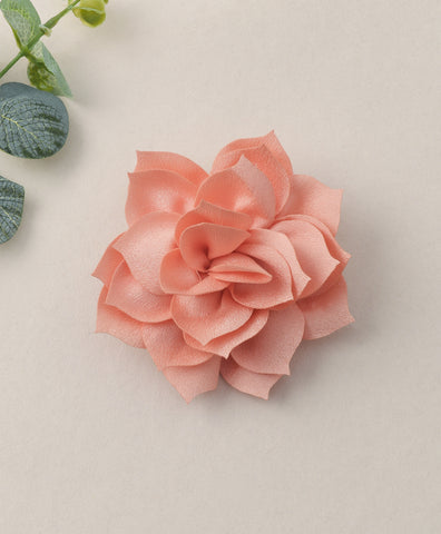 Flower Applique Alligator Clip- Peach