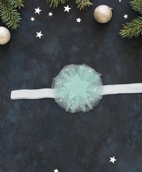 Glitter Star Headband - Light Green