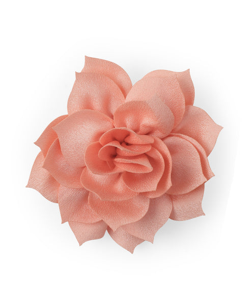 Flower Applique Alligator Clip- Peach