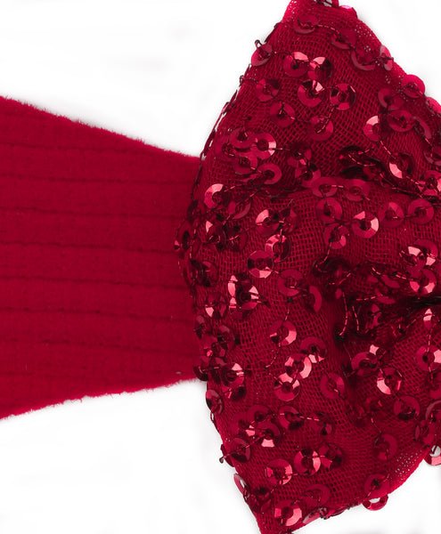 Big Sequinned Bow Headband - Red