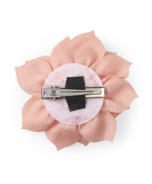 Flower Applique Alligator Clip- Peach