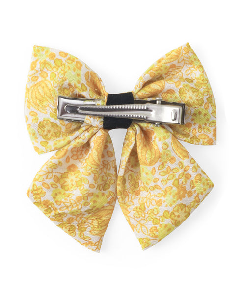 Floral Sailor Bow Alligator Clip - Yellow