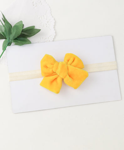 Velvet Knot Bow Headband - Yellow