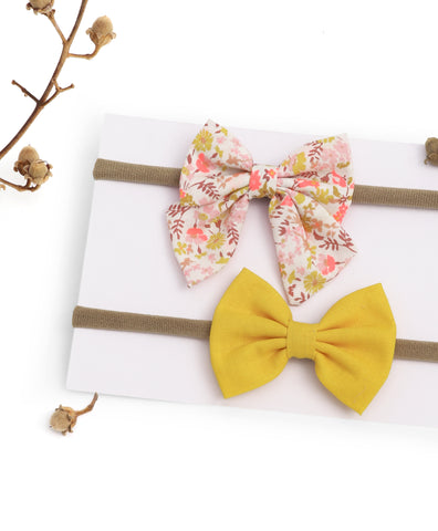 Petite Headband Set - Floral & Yellow