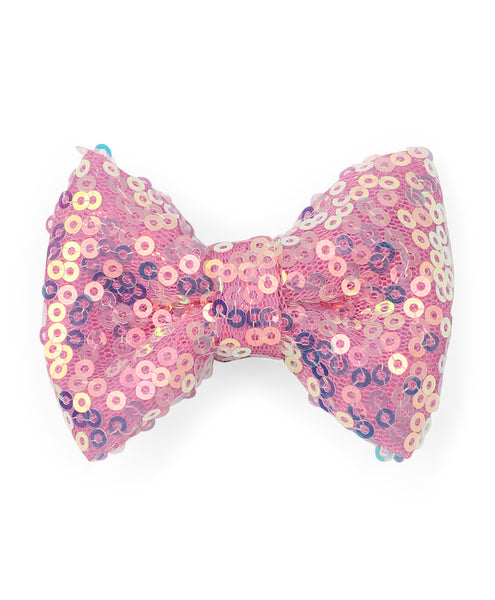 Sequin Party Bow Alligator Clip - Dark Pink