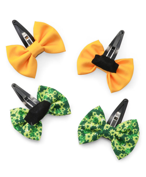 Tiny Bow Hair Clip Set - Green & Yellow