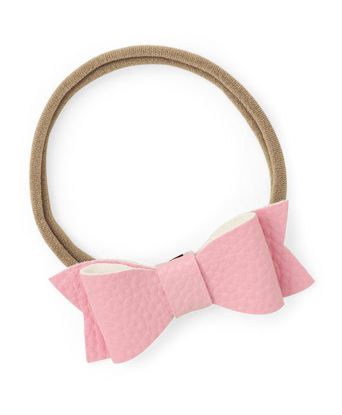 Leather Bow & Knot Headband Set - Yellow & Light Pink