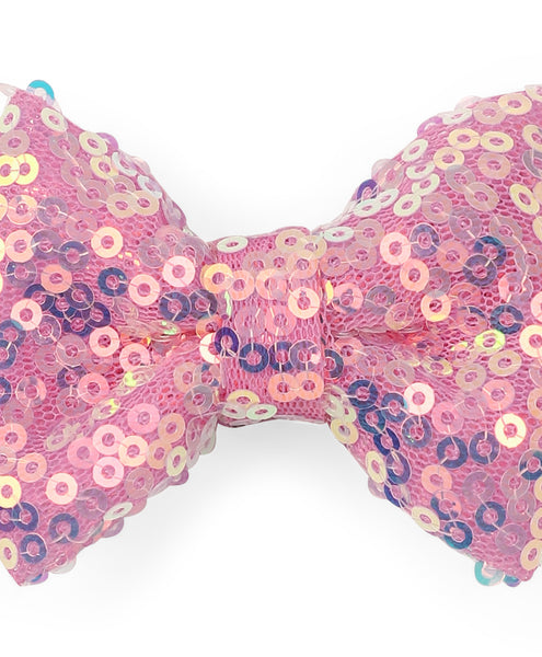 Sequin Party Bow Alligator Clip - Dark Pink