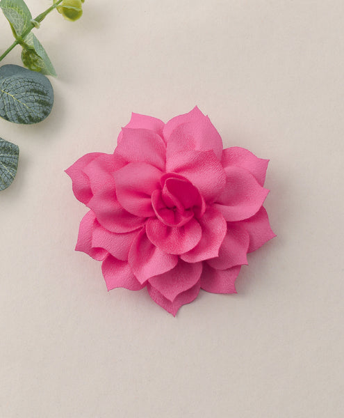 Flower Applique Alligator Clip- Dark Pink